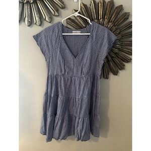 Urban Outfitters Blue Gingham Babydoll Mini Dress Cottagecore Medium